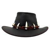 Jacaru 1058 Wallaroo Bovine Leather Hat - Real Crocodile Hatband & Teeth (Made in Australia)
