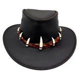 Jacaru 1058 Wallaroo Bovine Leather Hat - Real Crocodile Hatband & Teeth (Made in Australia)