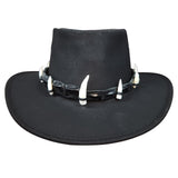 Jacaru 1058 Wallaroo Bovine Leather Hat - Real Crocodile Hatband & Teeth (Made in Australia)