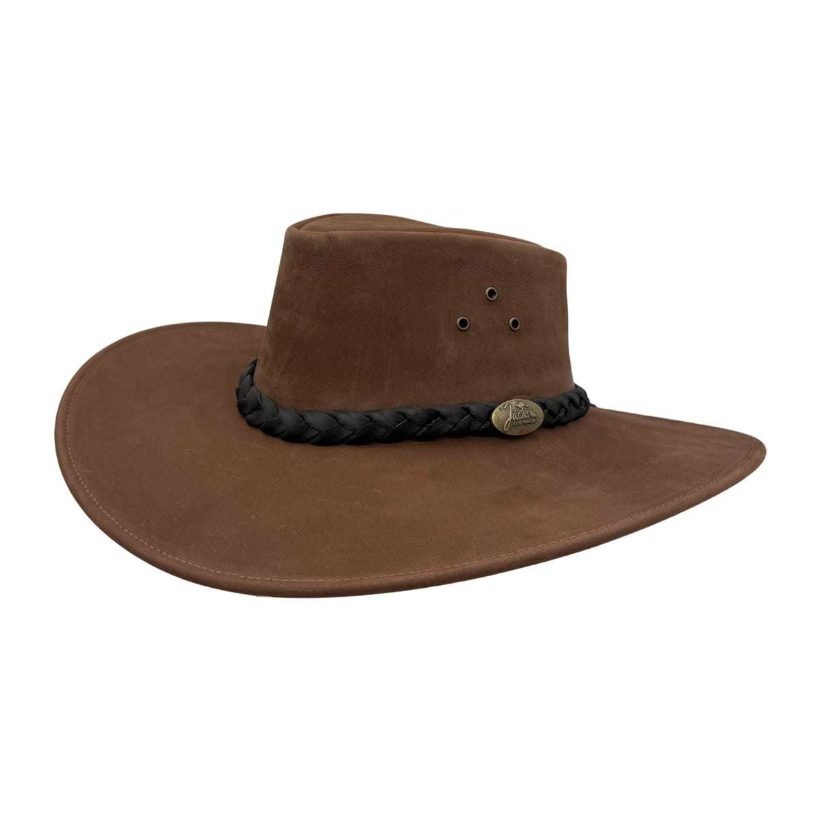 Jacaru 1059 Jabiru Nubuck Leather Extra Wide Brim Hat - Brown (Water Resistant & UPF 50+ Made in Australia)