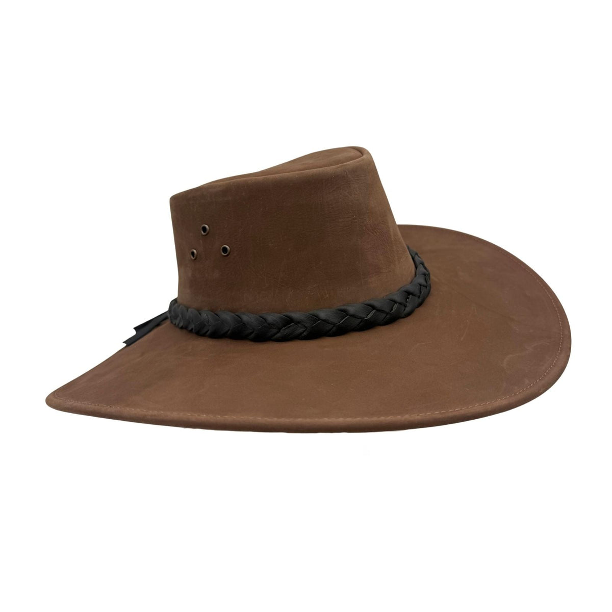 Jacaru 1059 Jabiru Nubuck Leather Extra Wide Brim Hat - Brown (Water Resistant & UPF 50+ Made in Australia)