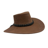 Jacaru 1059 Jabiru Nubuck Leather Extra Wide Brim Hat - Brown (Water Resistant & UPF 50+ Made in Australia)