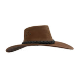 Jacaru 1059 Jabiru Nubuck Leather Extra Wide Brim Hat - Brown (Water Resistant & UPF 50+ Made in Australia)