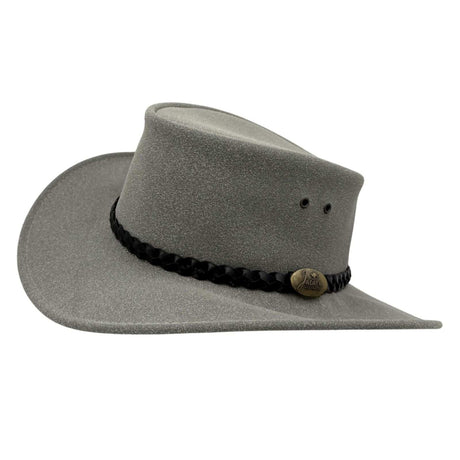 Jacaru 1065 Ranger Unisex Vegan Leather Hat - UPF 50+ (Made in Australia) - Grey