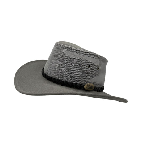 Jacaru 1066 Rizon Soft Vegan Leather Breeze Hat - Mesh Crown (Made in Australia) - Grey