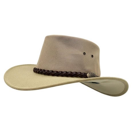Jacaru 1066 Rizon Soft Vegan Leather Breeze Hat - Mesh Crown (Made in Australia) - Sand