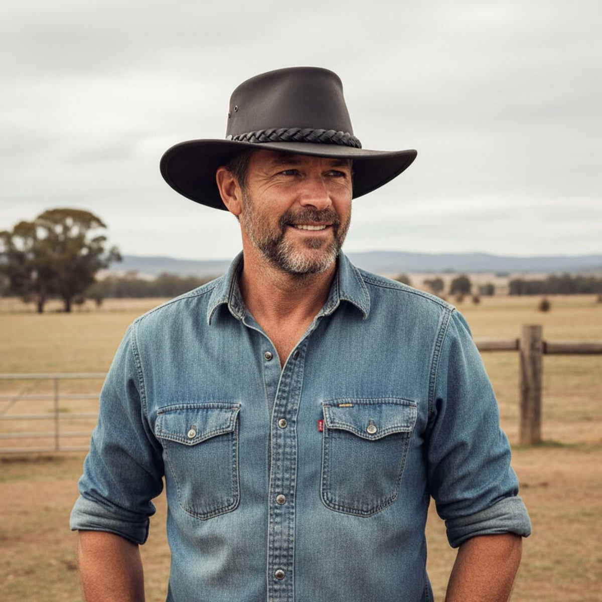 Jacaru 1069 Buffalo Leather Hat - Water Resistant UPF 50+ & 10 Year Warranty (Made in Australia)