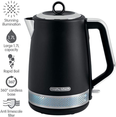 Morphy Richards Illumination Black Stainless Steel Jug Kettle 108020