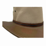 Jacaru 1081 Safari Unisex Buffalo Leather Breeze Hat - Mushroom (Mesh Crown Water Resistant & UPF 50+ Made in Australia)