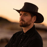 Jacaru 1092 Stockman Buffalo Leather Hat - Brown (Water Resistant UPF 50+ Made in Australia)