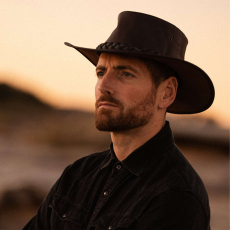 Jacaru 1092 Stockman Buffalo Leather Hat - Brown (Water Resistant UPF 50+ Made in Australia)
