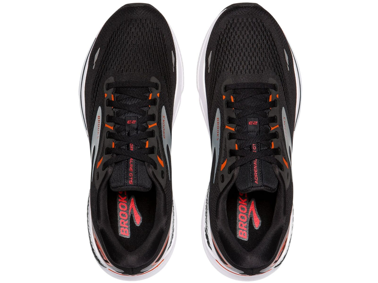 Mens Brooks Adrenaline GTS 23 Running Shoes in Black/Mandarin Red/Silver – Size 13