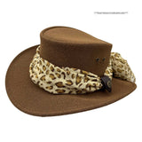 Jacaru 1103 Alice Womens Vegan Leather Hat with Scarf - Water Repellent & UPF 50+ (Made in Australia)