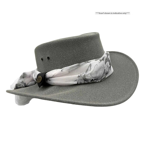 Jacaru 1103 Alice Womens Vegan Leather Hat with Scarf - Water Repellent & UPF 50+ (Made in Australia)