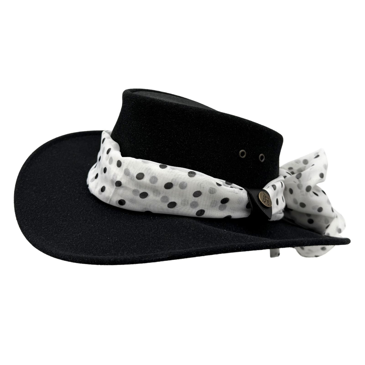 Jacaru 1103 Alice Womens Vegan Leather Hat with Scarf - Water Repellent & UPF 50+ (Made in Australia)
