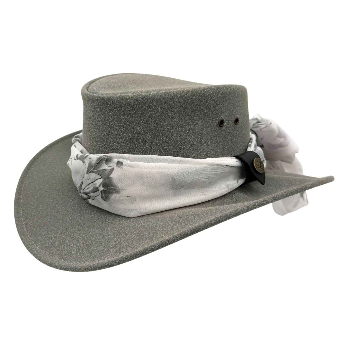 Jacaru 1103 Alice Womens Vegan Leather Hat with Scarf - Water Repellent & UPF 50+ (Made in Australia)