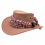 Jacaru 1103 Alice Womens Vegan Leather Hat with Scarf - Water Repellent & UPF 50+ (Made in Australia)