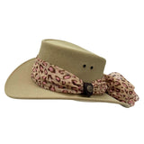 Jacaru 1103 Alice Womens Vegan Leather Hat with Scarf - Water Repellent & UPF 50+ (Made in Australia)