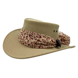 Jacaru 1103 Alice Womens Vegan Leather Hat with Scarf - Water Repellent & UPF 50+ (Made in Australia)