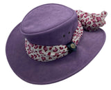 Jacaru 1103 Alice Womens Vegan Leather Hat with Scarf - Water Repellent & UPF 50+ (Made in Australia)