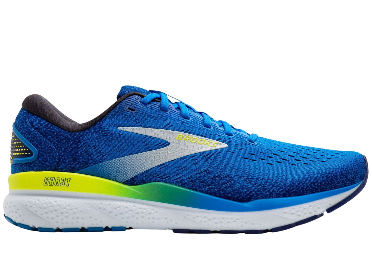 Mens Brooks Ghost 16 Running Shoes in Electric Blue/Navy/Lemon – Size 12