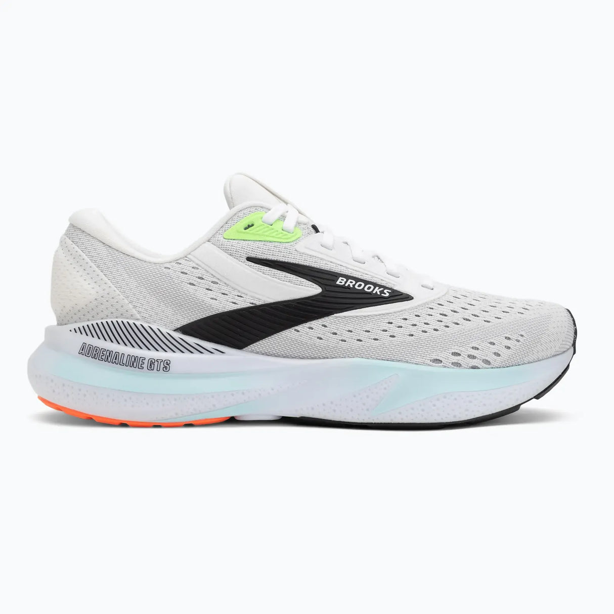 Brooks Adrenaline GTS 24 Mens Running Shoes Stability Support in White/Gecko/Atomizer