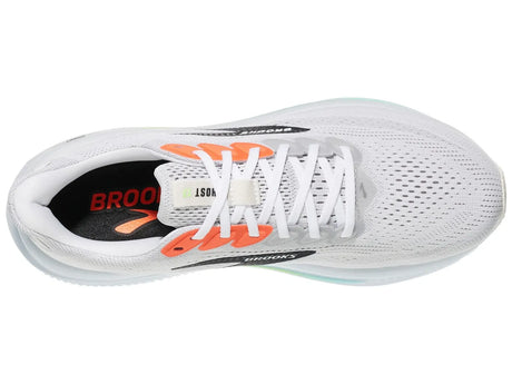 Brooks Ghost 17 Mens Running Shoes Neutral Cushion DNA Loft v3 in White/Pink Clay/Gecko