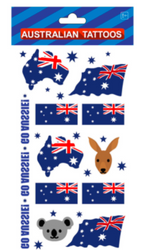 Australian Flag & Animals Body Tattoos - Temporary Face Tattoos (Australia Day)