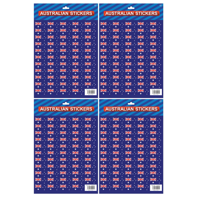 4x Australian Flag Stickers A4 Sheet (Same Size) – Festive Decoration for Australia Day (Bulk Pack)