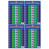 4x Australian Flag Stickers A4 Sheet (Assorted Flag Style) – Festive Decoration for Australia Day (Bulk Pack)