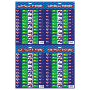4x Australian Flag Stickers A4 Sheet (Assorted Flag Style) – Festive Decoration for Australia Day (Bulk Pack)