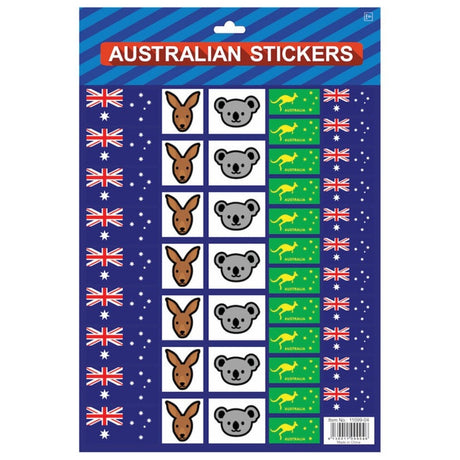 4x Australian Flag Stickers A4 Sheet (Assorted Style & Size) – Festive Decoration for Australia Day (Bulk Pack)