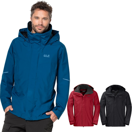 Jack Wolfskin Escalente Ecosphere Mens Hooded Jacket Pockets Waterproof Winter - Indian Red Xt
