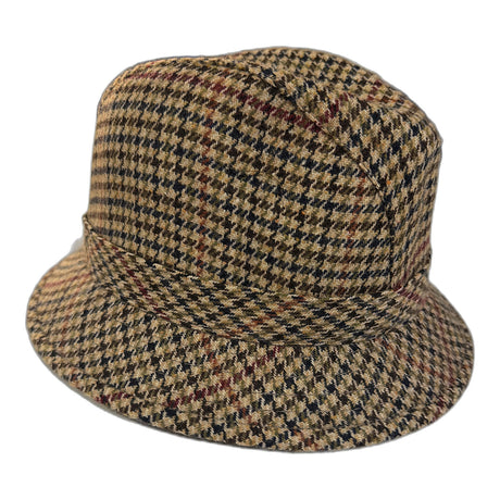 Failsworth Norfolk Mens Tweed Bucket Hat - Brown Houndstooth (Made in UK)