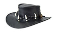 Jacaru 111 Dundee Croc Leather Hat - 9 Real Crocodile Teeth Hatband (Water Resistant UPF 50+ Made in Australia) - Black