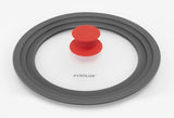 3pcs Set Pyrolux Universal Glass and Silicone Lid to Fit All Fry Pans in Red/Grey (3 Different Sizes)