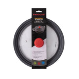 3pcs Set Pyrolux Universal Glass and Silicone Lid to Fit All Fry Pans in Red/Grey (3 Different Sizes)