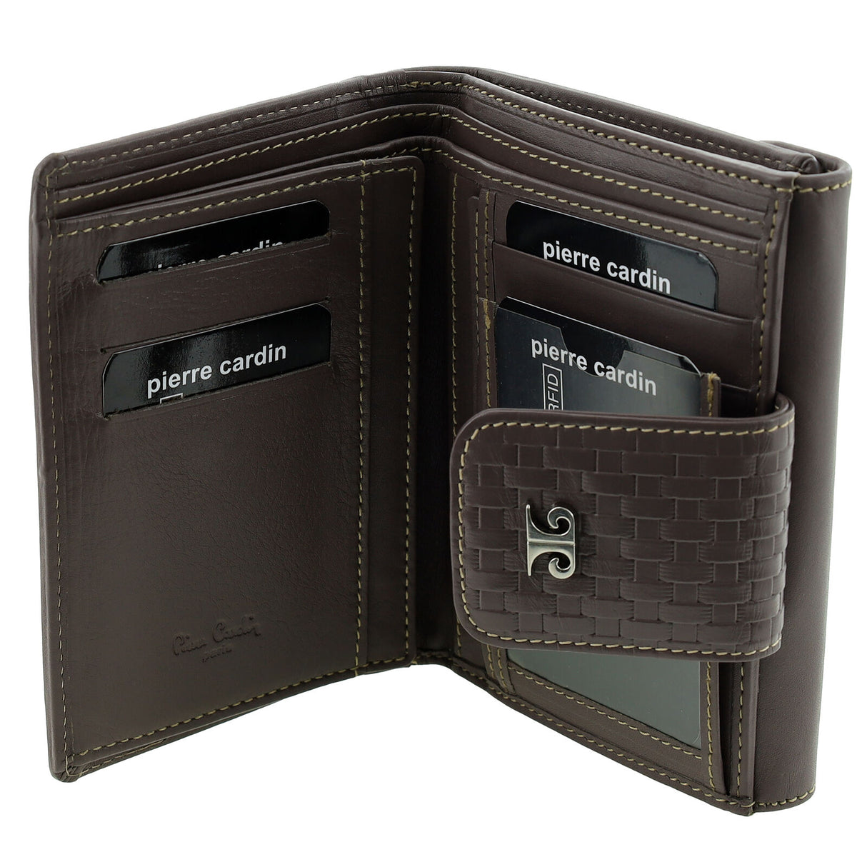 Pierre Cardin  Woven Leather Bi-Fold Wallet - Steel Brown (RFID Protection)