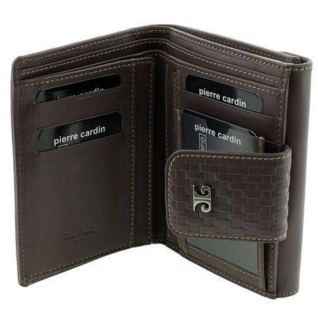 Pierre Cardin  Woven Leather Bi-Fold Wallet - Steel Brown (RFID Protection)
