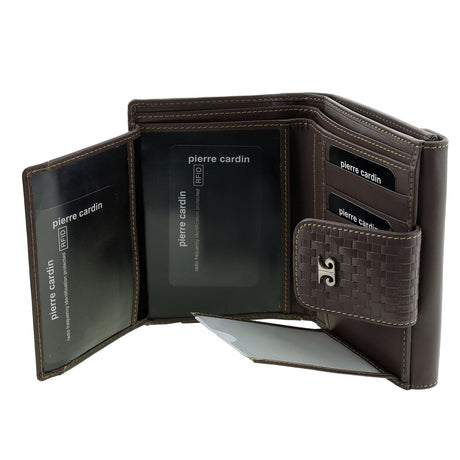 Pierre Cardin  Woven Leather Bi-Fold Wallet - Steel Brown (RFID Protection)