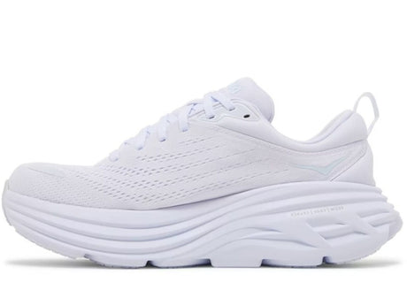 HOKA Womens Bondi 8 Running Shoes White/White in Size 9.5