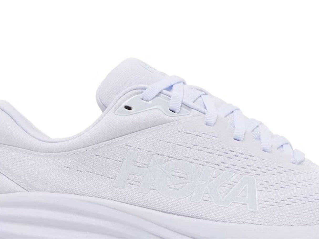 HOKA Womens Bondi 8 Running Shoes White/White in Size 9.5