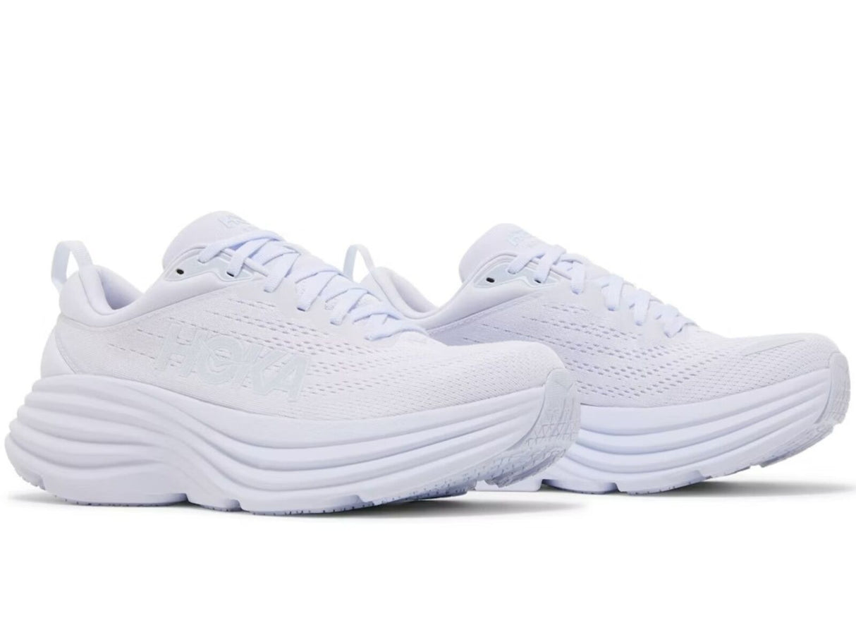 HOKA Womens Bondi 8 Running Shoes White/White in Size 9.5