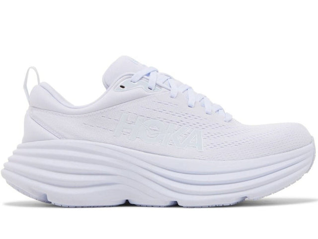 HOKA Womens Bondi 8 Running Shoes White/White in Size 9.5