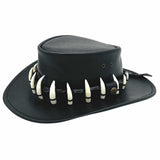 Jacaru 112SE Lightning Jack Special Edition Leather Hat - 15 Real Crocodile Teeth Hatband (Made in Australia)
