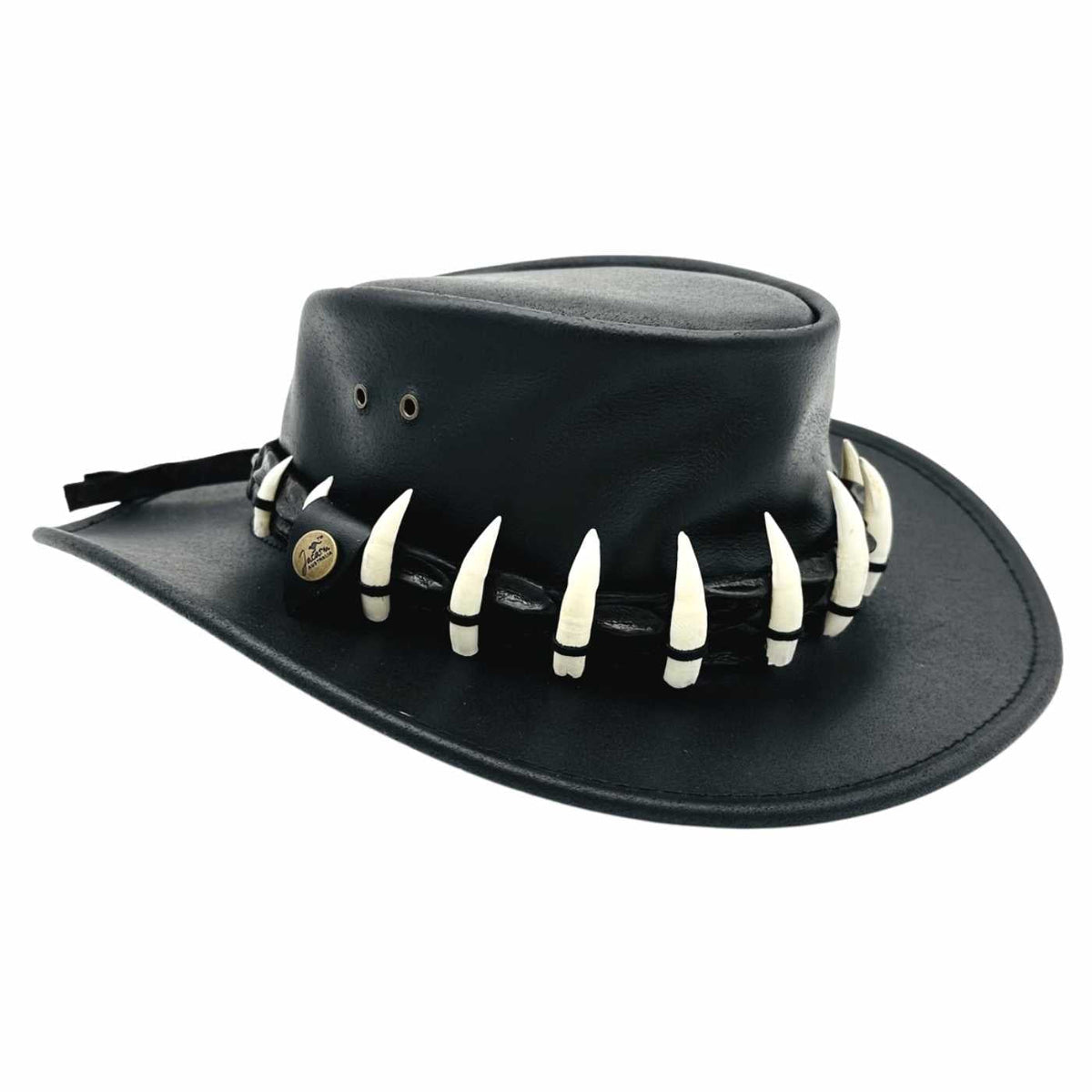 Jacaru 112SE Lightning Jack Special Edition Leather Hat - 15 Real Crocodile Teeth Hatband (Made in Australia)
