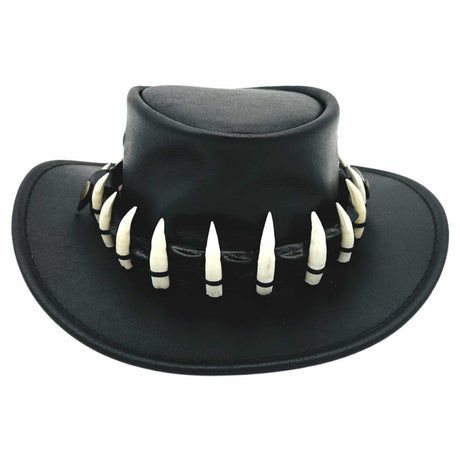 Jacaru 112SE Lightning Jack Special Edition Leather Hat - 15 Real Crocodile Teeth Hatband (Made in Australia)