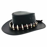 Jacaru 112SE Lightning Jack Special Edition Leather Hat - 15 Real Crocodile Teeth Hatband (Made in Australia)
