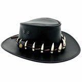 Jacaru 112SE Lightning Jack Special Edition Leather Hat - 15 Real Crocodile Teeth Hatband (Made in Australia)