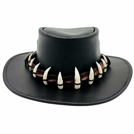 Jacaru 112SE Lightning Jack Special Edition Leather Hat - 15 Real Crocodile Teeth Hatband (Made in Australia)
